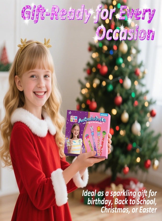 MOMUSE DIY Pen Making Kit, Fun Pen Creator Studio - Make You Own 4 Sparkly Glitter Pens, Creative Art and Craft Kits Toys for Kids Girls Tweens 6 7 8 9 10 11 12 Years Birthday Gift Present - Image 5